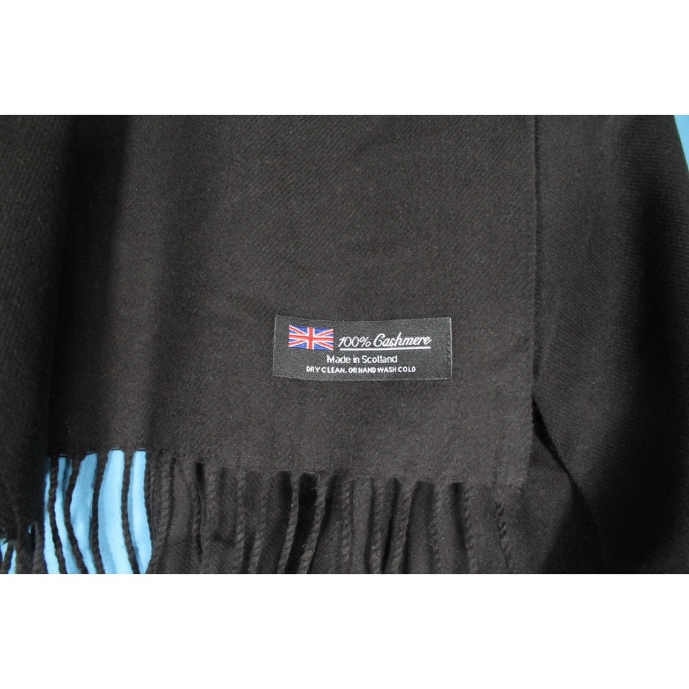 Made In Scotland CASHMERE Black FLORAL RHINESTONE DESIGN Fringe Trim SCARF - Picture 4 of 5